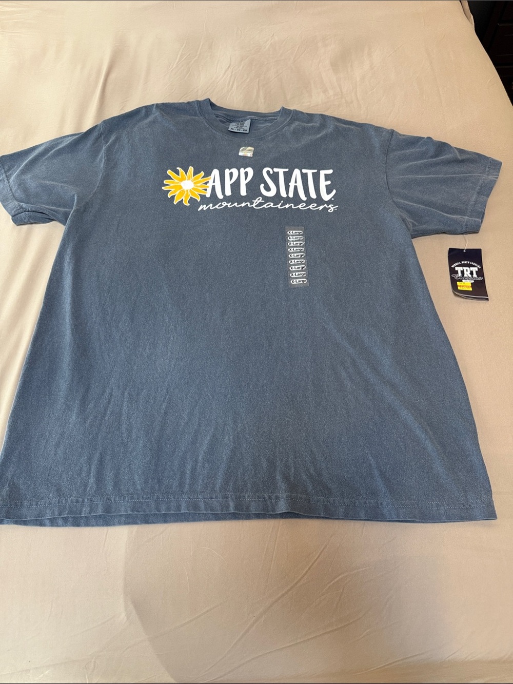 Comfort Colors Blue APP STATE Tee with Yellow Flower Graphic